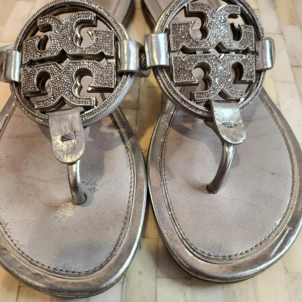 Tory Burch Miller Pavé Medallion Thong Sandals